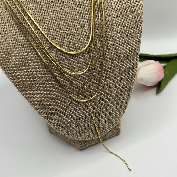 BaubleBar Quad Gold Chain Lariat Necklace. - Picture 1 of 6